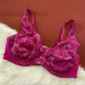 Shapely figures fuchsia lace bra sz.34DDD women's